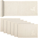 Lace Deer Creme 13x72 Table Runner & 6 pc 12x18 Placemat Set