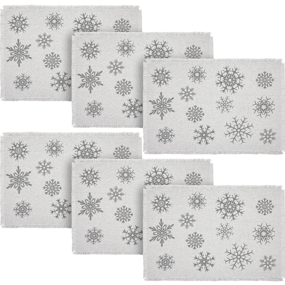 Yuletide Burlap Antique White Snowflake Placemat Set of 2 13x19, 3 Pack 6 Pack