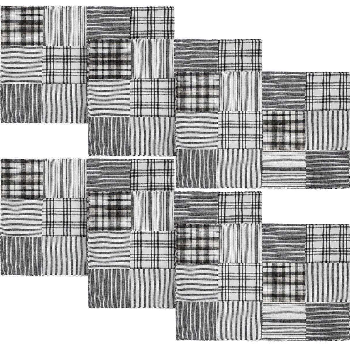 Sawyer Mill Black Quilted Placemat Set of 2 13x19, 3 Pack 6 Pack