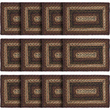 Country Beckham Placemat, Red Black Tan, Jute Blend, Rectangle, 10x15 Inches, 12 Pack 12 Pack
