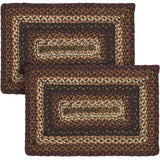Country Beckham Table Placemat, Red Black Tan, Jute Blend, Rectangle, 12x18 Inches, 2 Pack