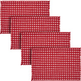 Gallen Red White Placemat Set of 2 Fringed 13x19, 4 Pack