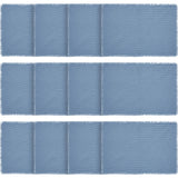 Burlap Blue Placemat Set of 6 Fringed 13x19, 12 Pack