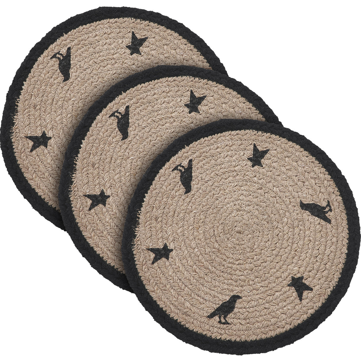 Braided Cotton Raven Harvest Stencil Trivet 8, Set of 3