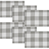 Placemat 13x19 Set of 2, Cotton Dining Room, Kitchen Placemat, Dining Table Placemats, Place Mat, Annie Buffalo Check Collection, Rectangle 13x19, Ash Grey, 3 Pack 6 Pack