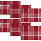Eston Red White Plaid Placemat Set of 2 Fringed 13x19, 3 Pack 6 Pack