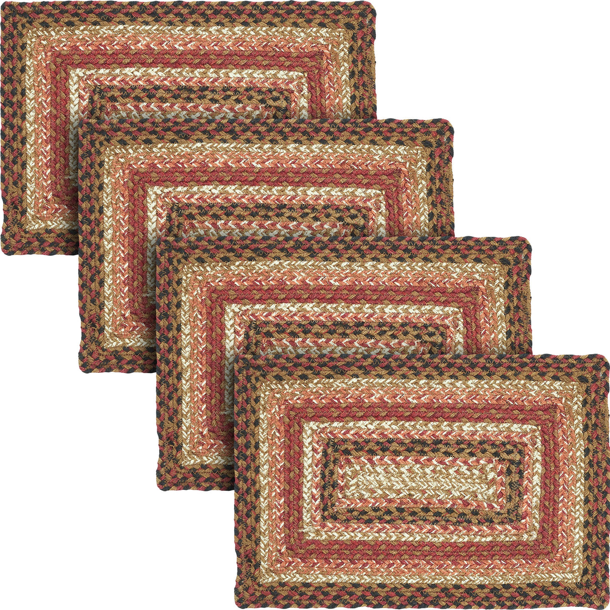 Ginger Spice Table Placemat, Orange Red Natural, Jute Blend, Rectangle, 10x15 Inches, 4 Pack 4 Pack
