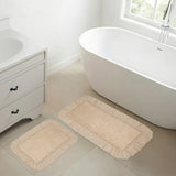 VHC Brands Burlap Vintagew Tan 2pc Bathhmat Set, 20x30 and 27x48