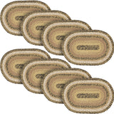 Kettle Grove, Dining Table Placemat, Braided Jute, Oval, Tan & Black, 10x15, 8 Pack 8 Pack