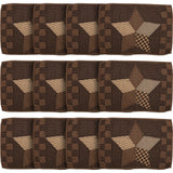 Farmhouse Star Cotton Primitive Tabletop Kitchen Hand Quilted Patchwork Placemat Set of 6, 12" x 18", Ebony Black, 12 Pack