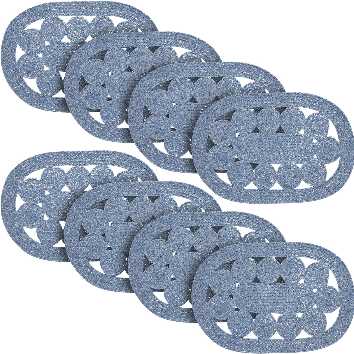 Celeste Blended Blue Indoor/Outdoor Placemat 13x19, 8 Pack 8 Pack