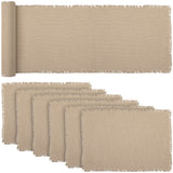 Burlap Vintage Vintage Tan 13x72 Table Runner & 6 pc 12x18 Placemat Set