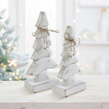 VHC Brands 2PC Pretty in Pearl Distressed White Wooden Tree ,Small and Large