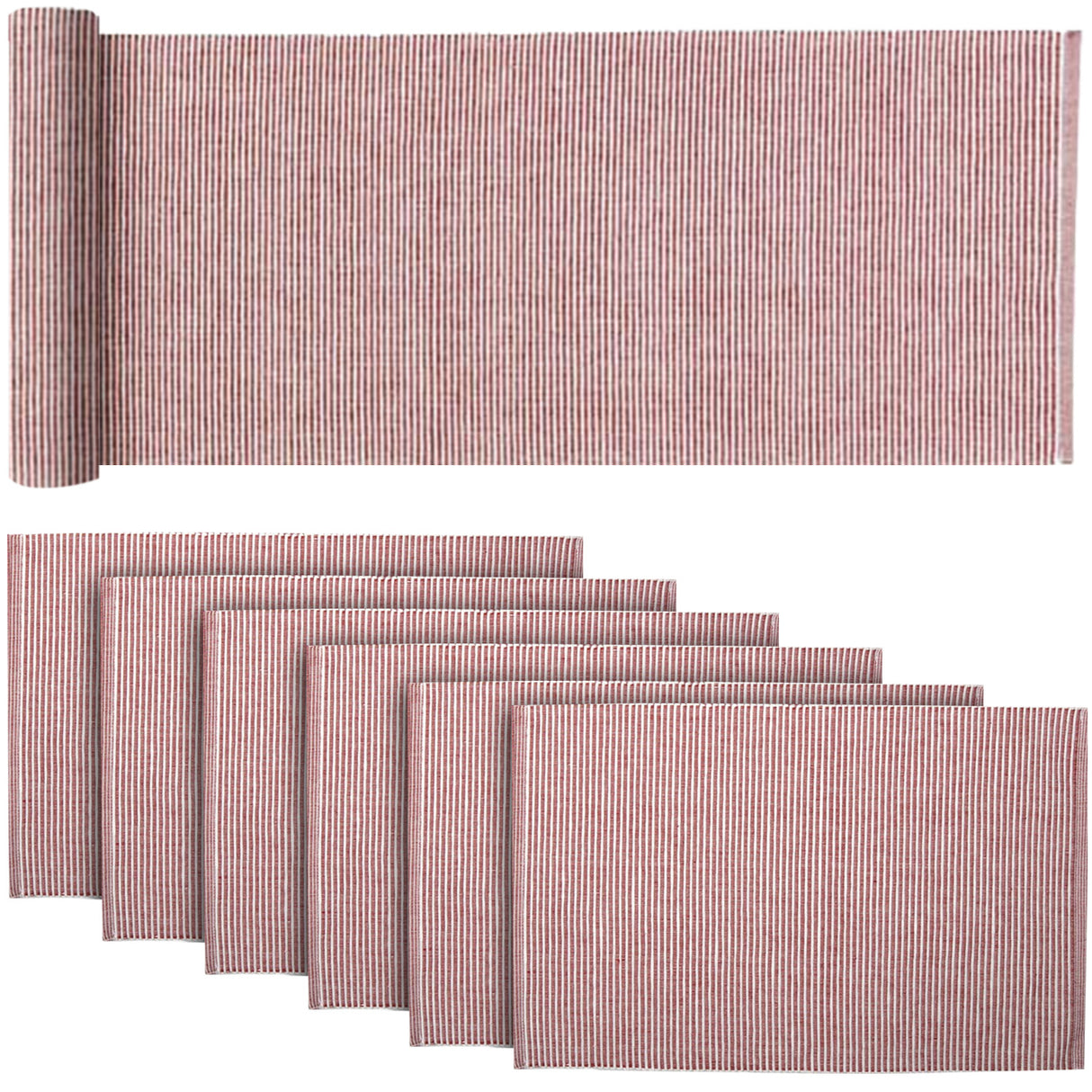 Ashton Rust 13x72 Table Runner & 6 pc 12x18 Placemat Set