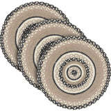 Sawyer Mill, Braided Jute Mat Trivet Placemat, Round, Charcoal Creme, 15 inch, Set of 3