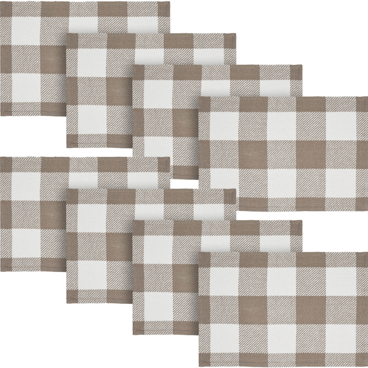 Placemat 13x19 Set of 2, Cotton Dining Room, Kitchen Placemat, Dining Table Placemats, Place Mat, Annie Buffalo Check Collection, Rectangle 13x19, Portabella, 4 Pack 8 Pack