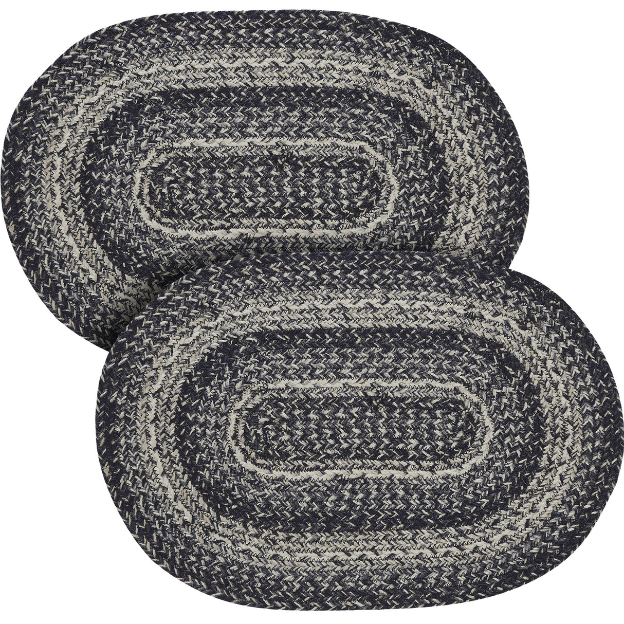 Sawyer Mill Black White Jute Oval Placemat 13x19, 2 Pack