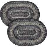 Sawyer Mill Black White Jute Oval Placemat 13x19, 2 Pack
