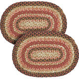 Ginger Spice Table Placemat, Orange Red Natural, Jute Blend, Oval, 10x15 Inches, 2 Pack