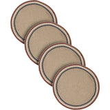 Patriotic Red Blue Ric Rac Placemat 14 Inch Diameter, Round, Primitive Fourth of July Place Mat, Independence Day Tabletop Decor, 4 Pack 4 Pack