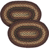 Country Beckham Placemat, Red Black Tan, Jute Blend, Oval, 10x15 Inches, 2 Pack