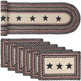 Colonial Star Country Black 13x72 Table Runner & 6 pc 10x15 Rect Placemat Set