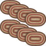 Ginger Spice Table Placemat, Orange Red Natural, Jute Blend, Oval, 12x18 Inches, 8 Pack 8 Pack