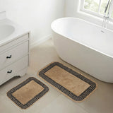VHC Brands Burlap Natural with Black Check 2pc Bathhmat Set, 20x30 and 27x48