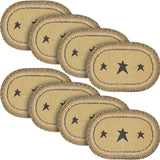 Kettle Grove, Dining Table Placemat, Braided Jute, Stars, Oval, Tan & Black, 10x18, 8 Pack 8 Pack