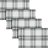 Harper Plaid Green White Placemat Set of 2 Fringed 13x19, 4 Pack