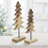 VHC Brands 2PC Two-Tone Natural Wooden Tree ,Small and Large
