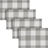 Placemat 13x19 Set of 2, Cotton Dining Room, Kitchen Placemat, Dining Table Placemats, Place Mat, Annie Buffalo Check Collection, Rectangle 13x19, Ash Grey, 4 Pack