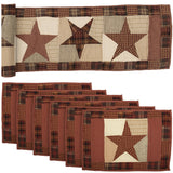 Abilene Star Burgundy 13x72 Table Runner & 6 pc 12x18 Placemat Set