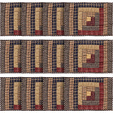 VHC Brands, Millsboro, Cotton, 12x18, Log Cabin, Block Quilted, Placemat Set of 6, Blue, 12 Pack