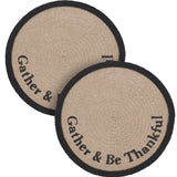 Braided Cotton Harvest Blessings Stencil Gather & Be Thankful Placemat 14 inch Diameter, Decorative Fall Placemat, Table Decor for Fall and Thanksgiving, 2 Pack