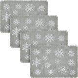 Yuletide Burlap Dove Grey Snowflake Placemat Set of 2 13x19, 4 Pack