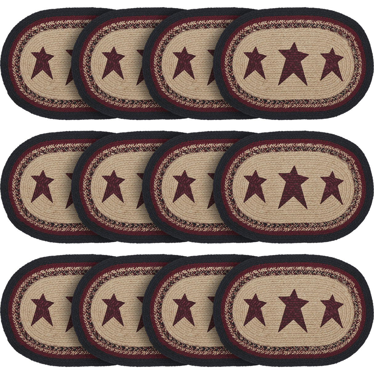 Connell Oval Placemat Stencil Stars 10x15, 12 Pack 12 Pack