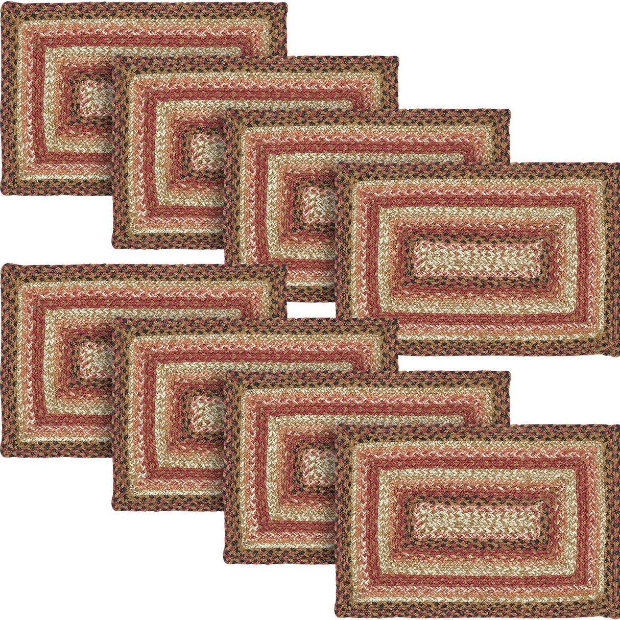 Ginger Spice Table Placemat, Orange Red Natural, Jute Blend, Rectangle, 12x18 Inches, 8 Pack 8 Pack