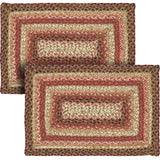 Ginger Spice Table Placemat, Orange Red Natural, Jute Blend, Rectangle, 12x18 Inches, 2 Pack