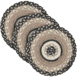 Sawyer Mill, Braided Jute Mat Trivet Placemat, Round, Charcoal Creme, 8 inch, Set of 3