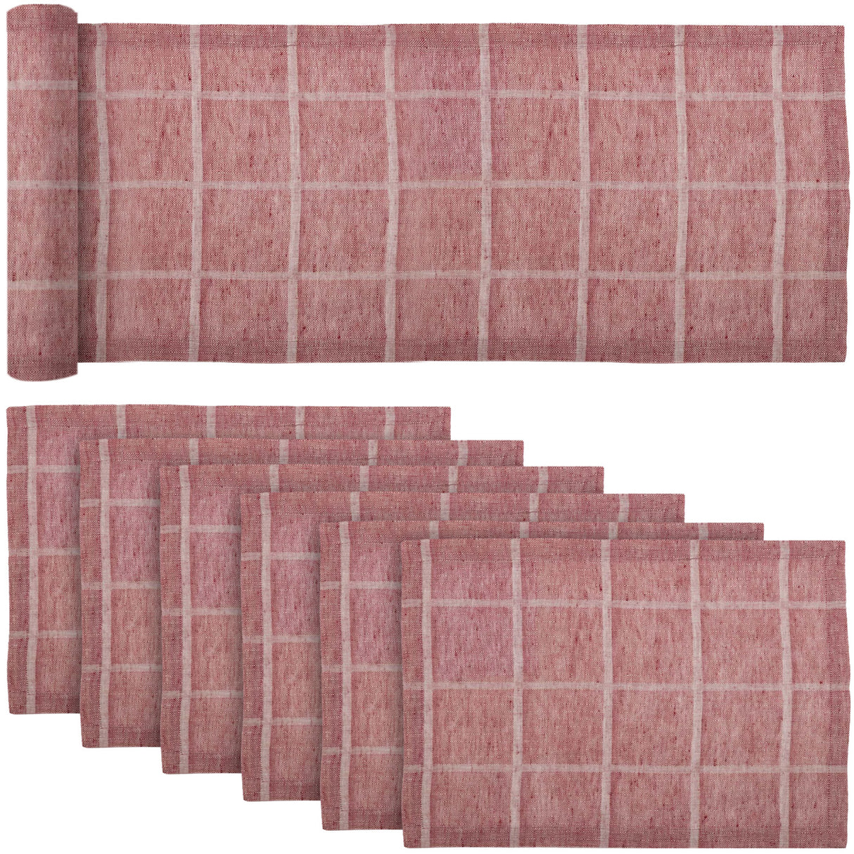 Julie Crimson 13x72 Table Runner & 6 pc 12x18 Placemat Set