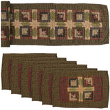 Tea Cabin Moss Green 13x72 Table Runner & 6 pc 12x18 Placemat Set