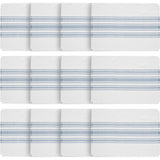 Antique White Stripe Farmhouse 13"x19" Placemat Set of 6 Blue Recycled Plastic (PET) Striped Water-Resistant Rect Kitchen Table Decor, 12 Pack