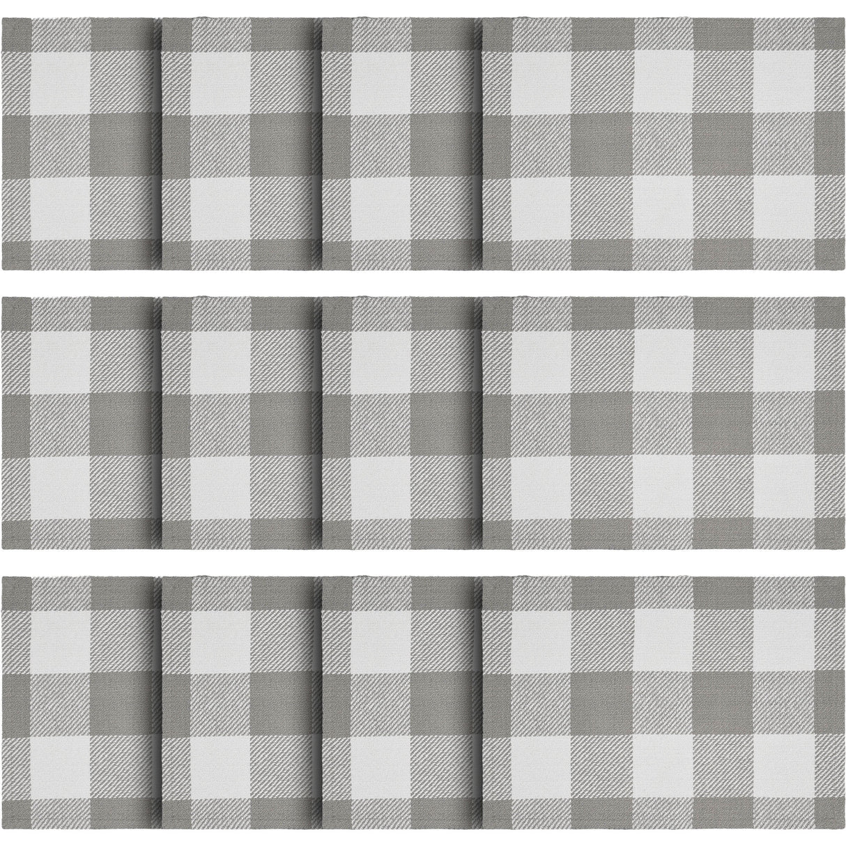 Placemat 13x19 Set of 2, Cotton Dining Room, Kitchen Placemat, Dining Table Placemats, Place Mat, Annie Buffalo Check Collection, Rectangle 13x19, Ash Grey, 6 Pack 12 Pack