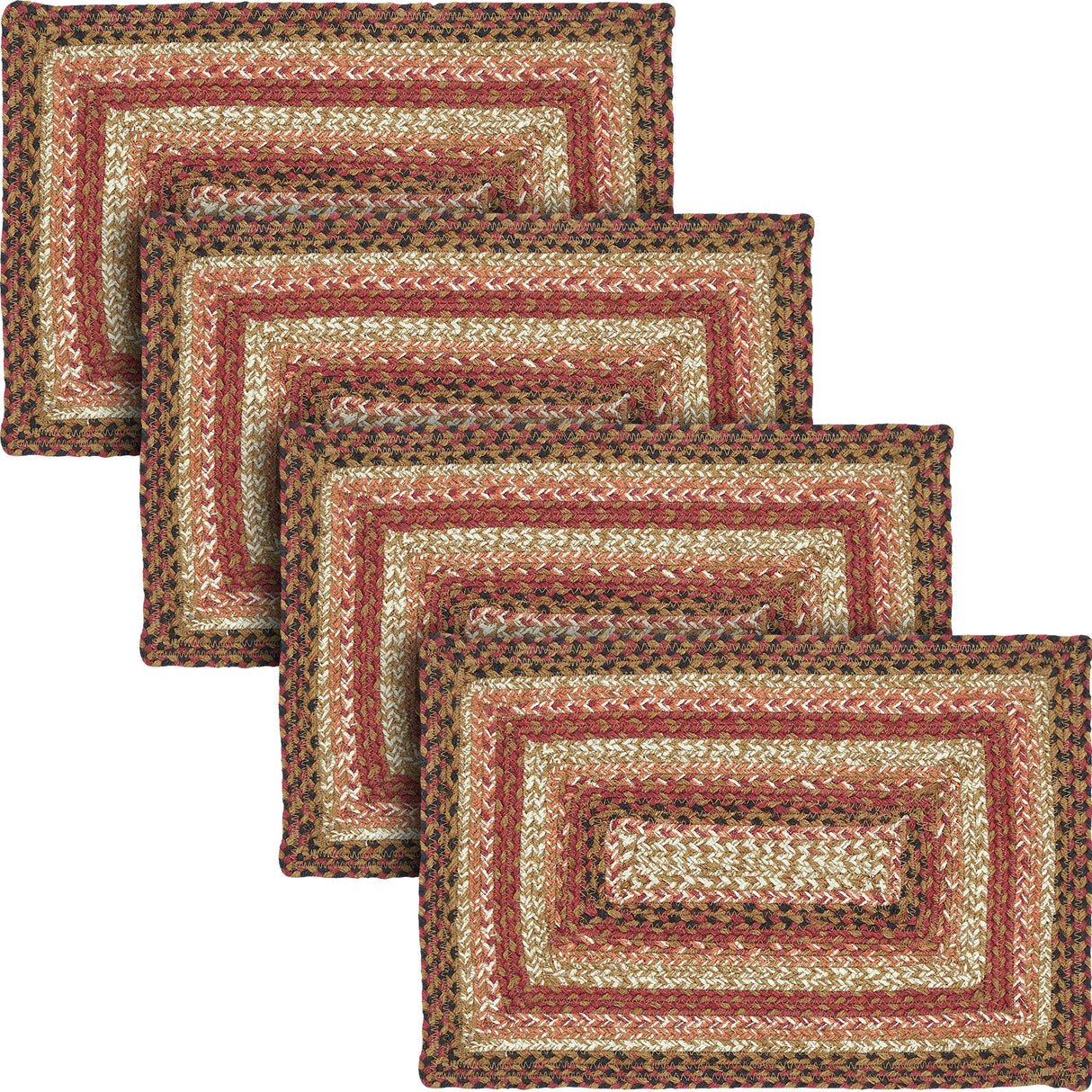 Ginger Spice Table Placemat, Orange Red Natural, Jute Blend, Rectangle, 12x18 Inches, 4 Pack 4 Pack