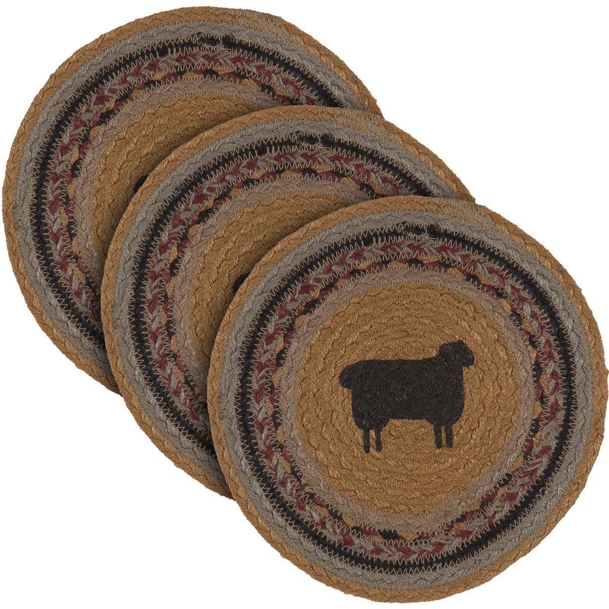 Heritage Farms Sheep Jute Trivet 8, Set of 3