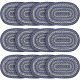 Farmhouse Great Falls Blue Table Placemat, Blue White, Jute Blend, Oval, 12x18 Inches, 12 Pack 12 Pack