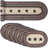 Colonial Star Country Black 13x72 Table Runner & 6 pc 10x15 Oval Placemat Set