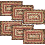Ginger Spice Table Placemat, Orange Red Natural, Jute Blend, Rectangle, 10x15 Inches, 6 Pack 6 Pack