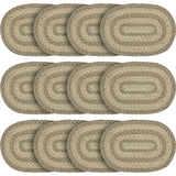 Farmhouse Cobblestone Table Placemat, Tan Grey White, Jute Blend, Oval, 12x18 Inches, 12 Pack 12 Pack